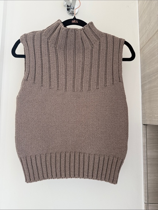 Zara Sweaters - Zara Sleeveless Ribbed Mock Neck Sweater Vest - Taupe